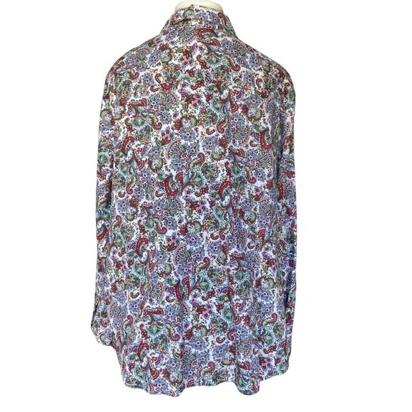 Talbots Long Sleeve Collared Paisley Cotton Button Down Women's 3X - Picture 2 of 6